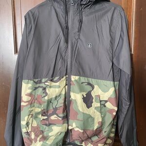 Volcom Women’s Black and Camouflage Water Resistant Zip Jacket
